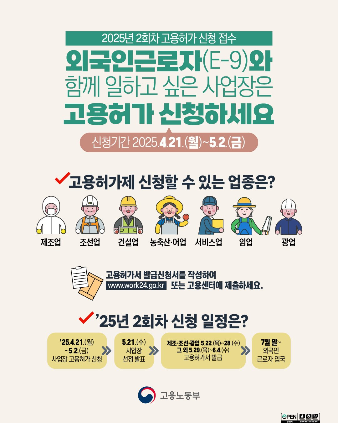 [고용노동부]2025년 2회차 고용허가 신청접수